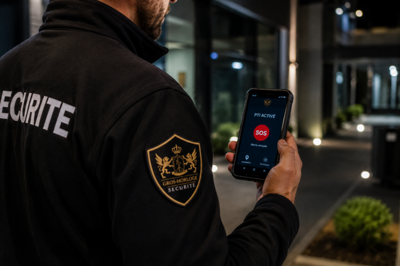 Le PTI est un équipement essentiel pour la sécurité des agents isolés. Un agent de sécurité utilise le PTI pour sa sécurité de l’agent isolé.